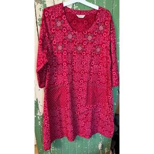 Boho Embroidered Tunic Dress Punk Size Large